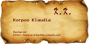 Korpos Klaudia névjegykártya